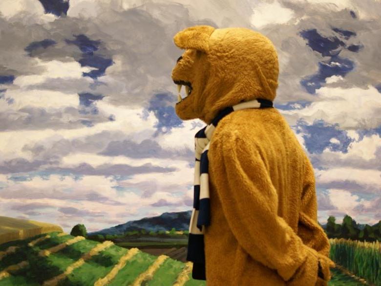 The Penn State Lion checking out the Art Gallery.